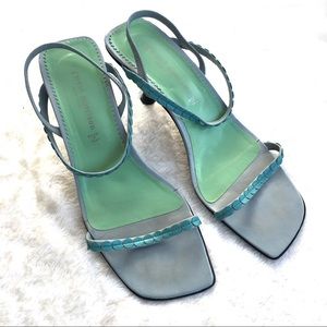 Sigerson Morrison Aqua Strappy Heel Leather Sandal